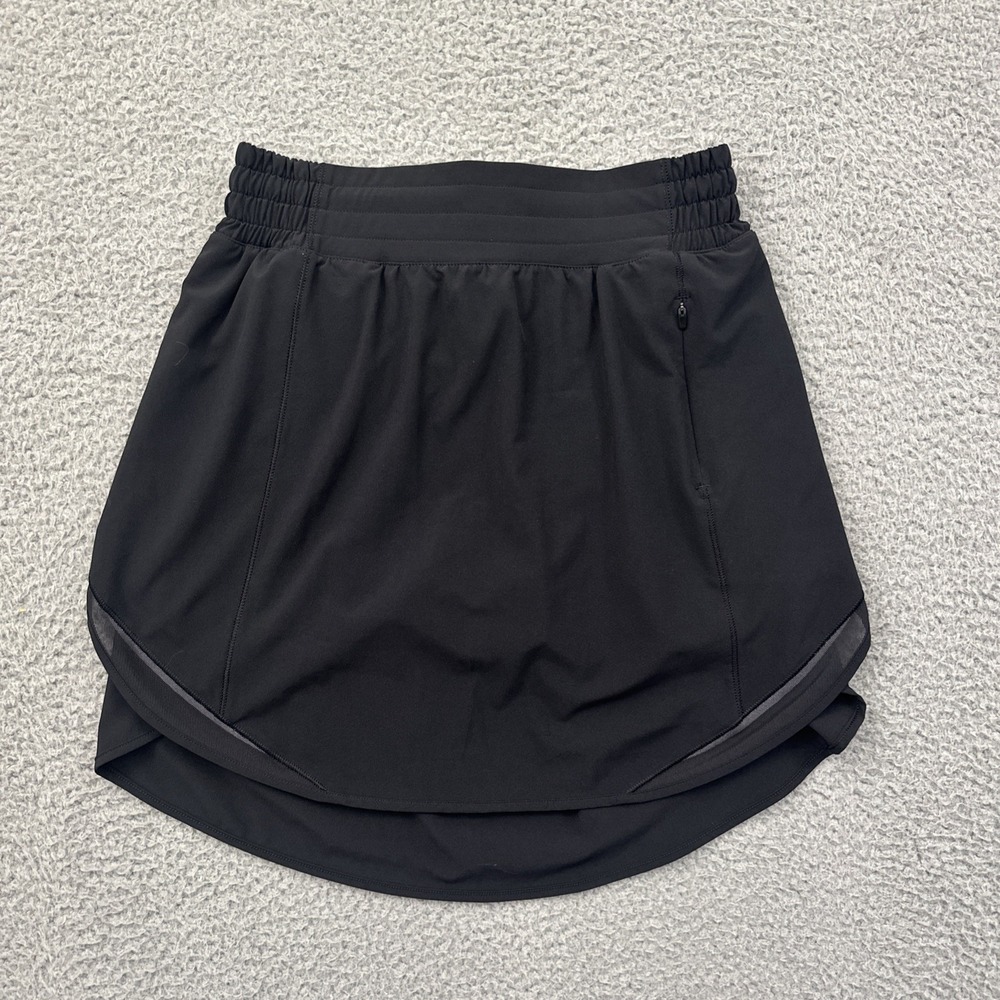 Lululemon Hotty Hot Skirt Skort High Rise Black Athletic Tennis Women's 4 Tall
